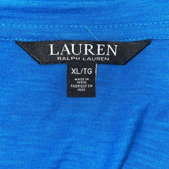 RALPH LAUREN BLACK LABEL Women's Puff Sleeve Cotton Top Shirt Blue Size XL - Picture 6 of 8